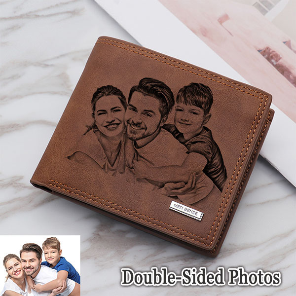 Double Sided Photos Vintage Soft Leather Men's Trifold Wallet